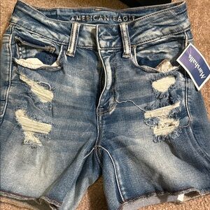 American Eagle Outfitters Ripped Blue Jean Shorts